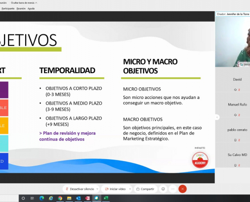 El miércoles día 4 de Noviembre a las 10:30 a 12 horas, tuvimos el placer de tener a nuestra asociada en el “ XV Webinar de Móstoles Empresa” que lo impartió Jennifer de la Torre de Pisto con webo con “Marketing Estratégico en Tiempos de Pandemia”.